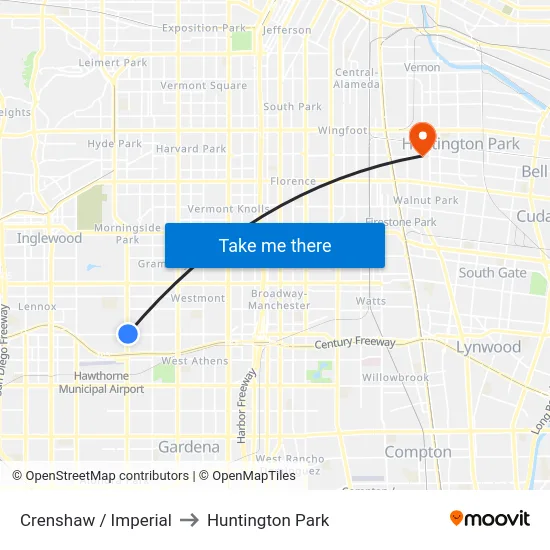 Crenshaw / Imperial to Huntington Park map