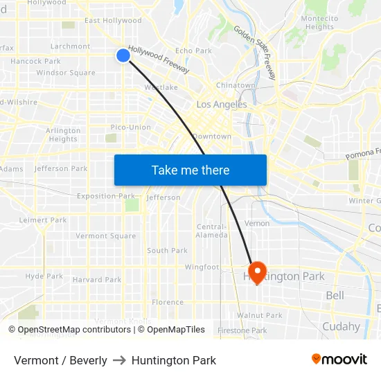Vermont / Beverly to Huntington Park map