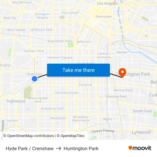 Hyde Park / Crenshaw to Huntington Park map