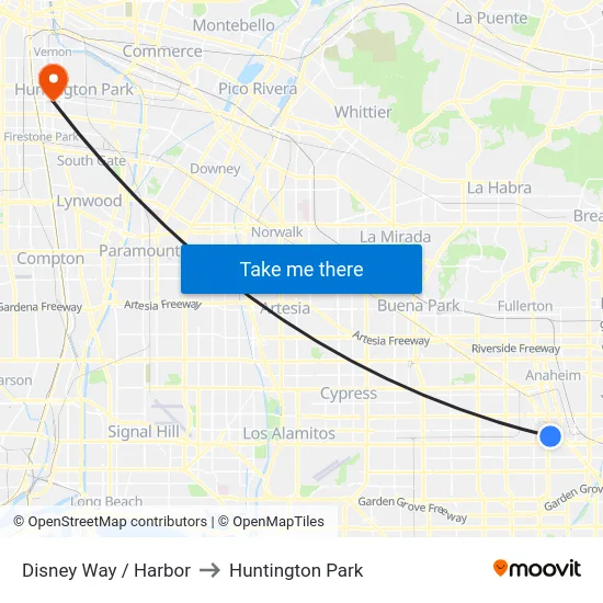 Disney Way / Harbor to Huntington Park map