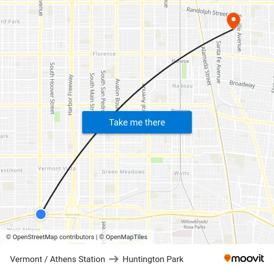 Vermont / Athens Station to Huntington Park map