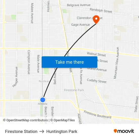 Firestone Station to Huntington Park map