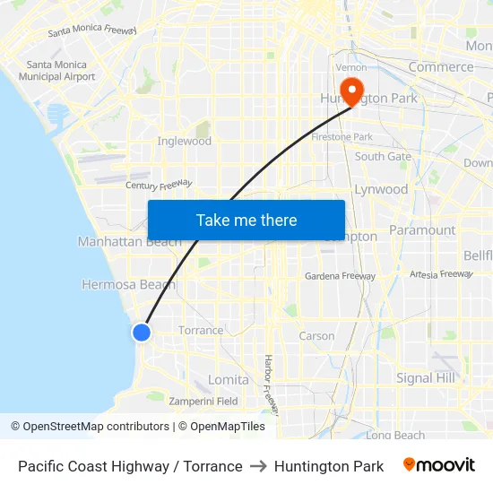 Pacific Coast Highway / Torrance to Huntington Park map