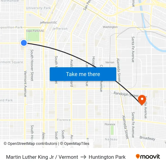 Martin Luther King Jr / Vermont to Huntington Park map