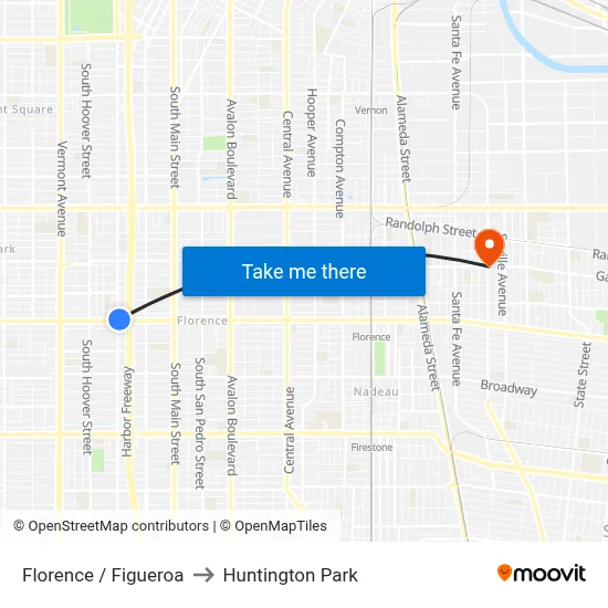 Florence / Figueroa to Huntington Park map