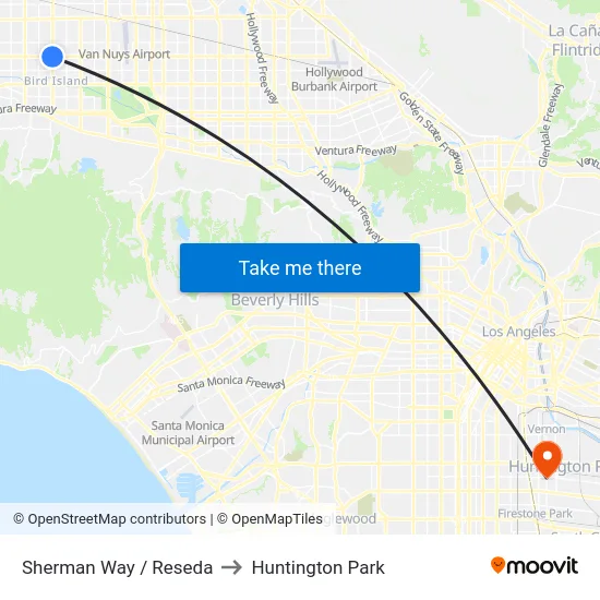 Sherman Way / Reseda to Huntington Park map