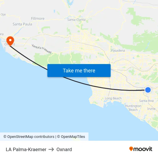 LA Palma-Kraemer to Oxnard map