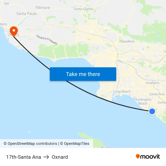 17th-Santa Ana to Oxnard map