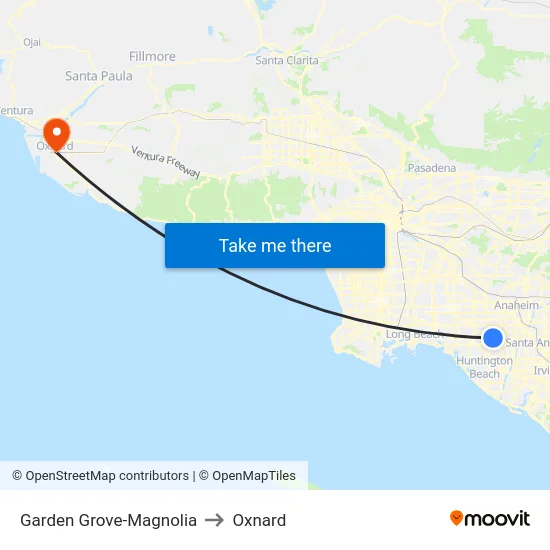 Garden Grove-Magnolia to Oxnard map