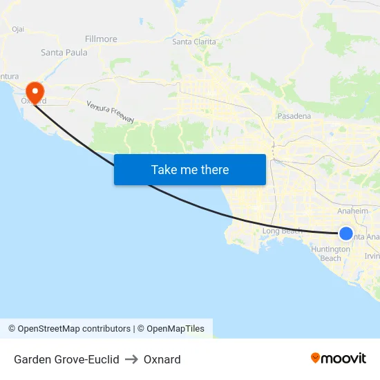 Garden Grove-Euclid to Oxnard map