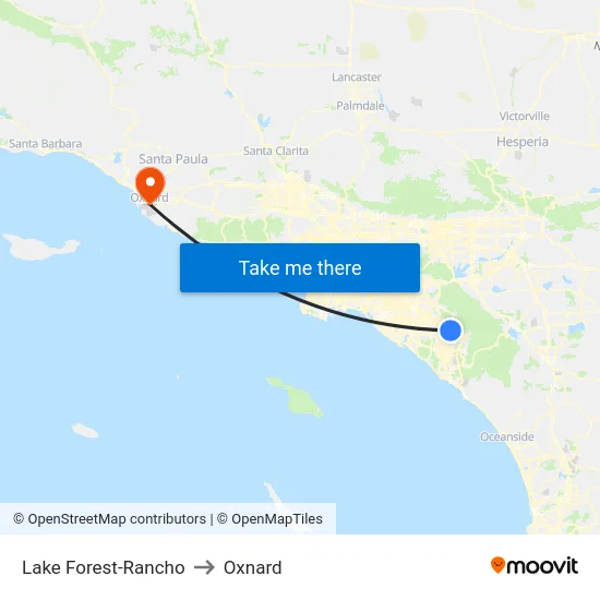 Lake Forest-Rancho to Oxnard map