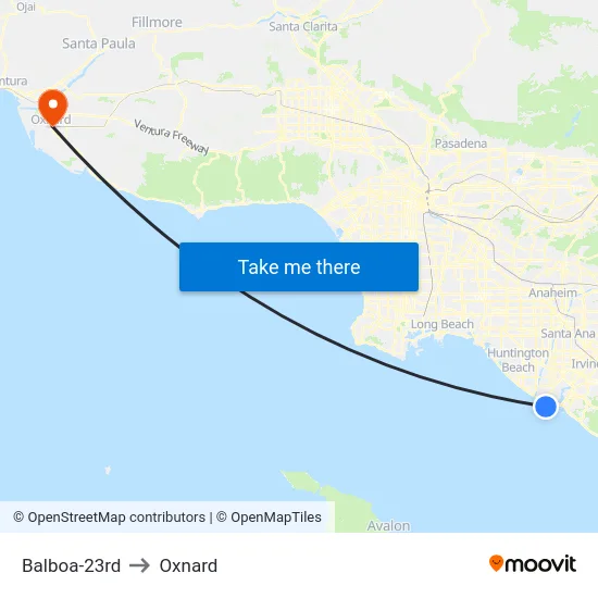 Balboa-23rd to Oxnard map