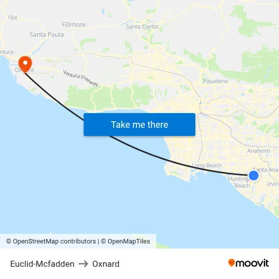 Euclid-Mcfadden to Oxnard map