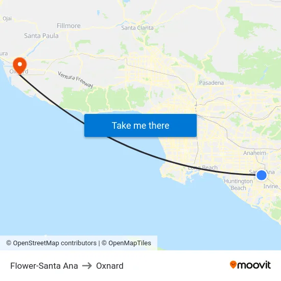 Flower-Santa Ana to Oxnard map