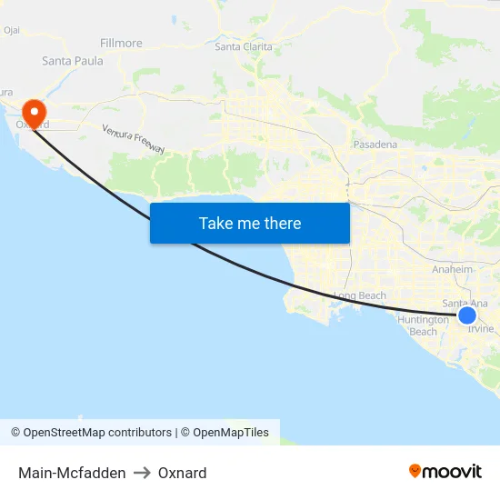Main-Mcfadden to Oxnard map