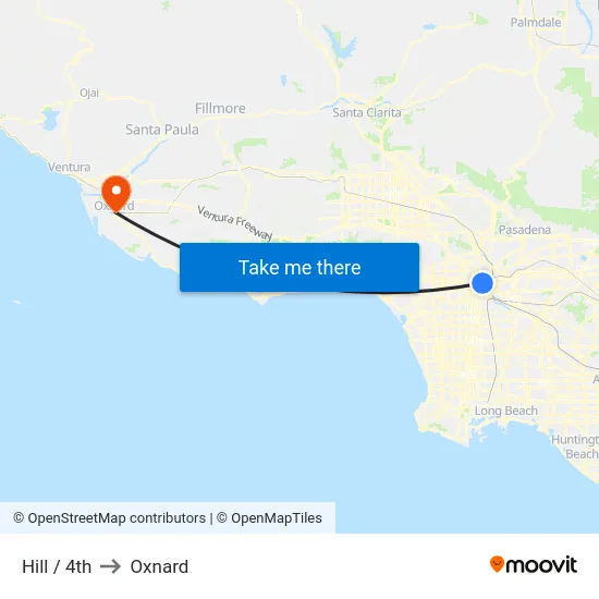 Hill / 4th to Oxnard map