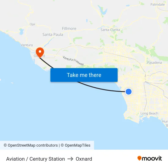 Aviation / Century Station to Oxnard map