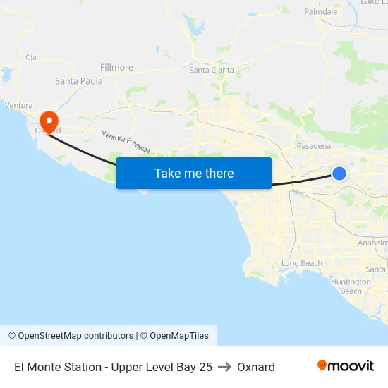 El Monte Station - Upper Level Bay 25 to Oxnard map