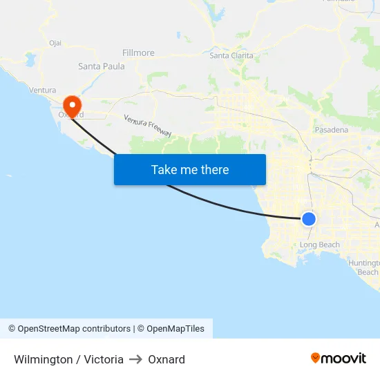 Wilmington / Victoria to Oxnard map