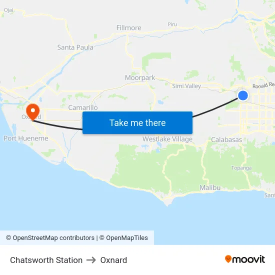 Chatsworth Station to Oxnard map
