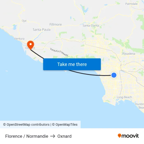 Florence / Normandie to Oxnard map