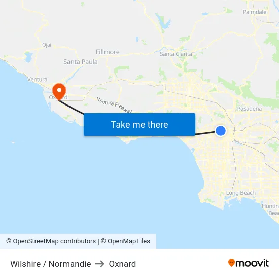 Wilshire / Normandie to Oxnard map