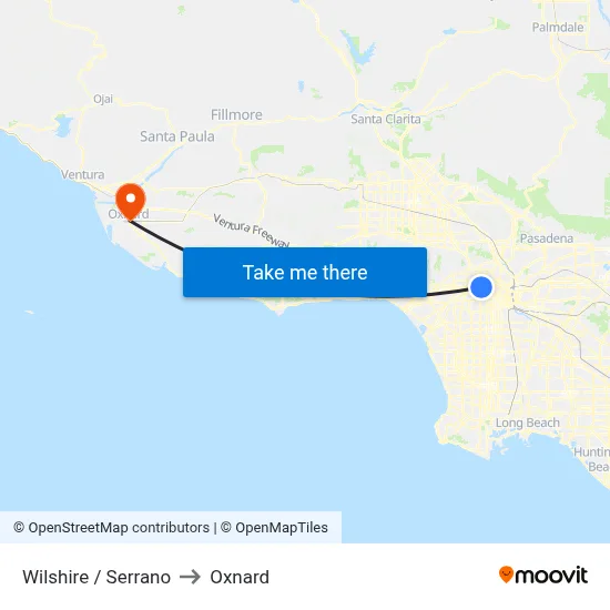 Wilshire / Serrano to Oxnard map