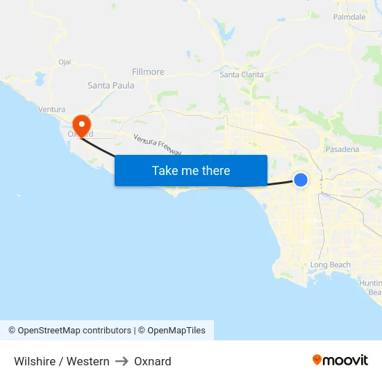 Wilshire / Western to Oxnard map