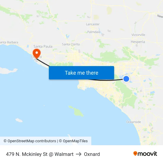479 N. Mckinley St @ Walmart to Oxnard map