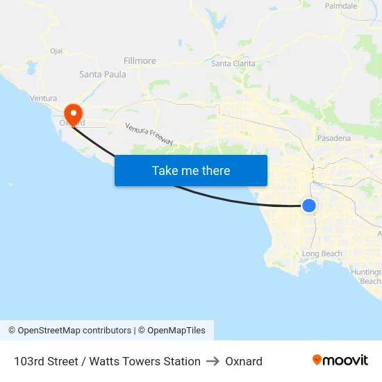 103rd Street / Watts Towers Station to Oxnard map