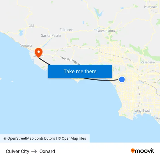 Culver City to Oxnard map
