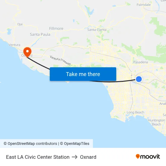 East LA Civic Center Station to Oxnard map