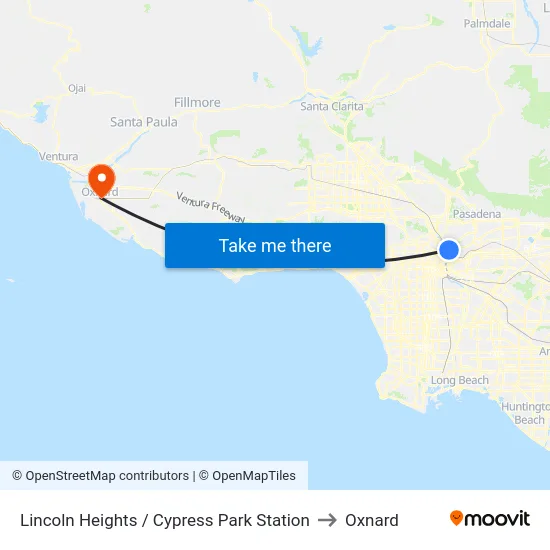 Lincoln Heights / Cypress Park Station to Oxnard map