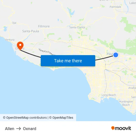 Allen to Oxnard map