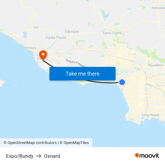 Expo/Bundy to Oxnard map