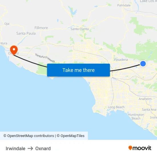 Irwindale to Oxnard map