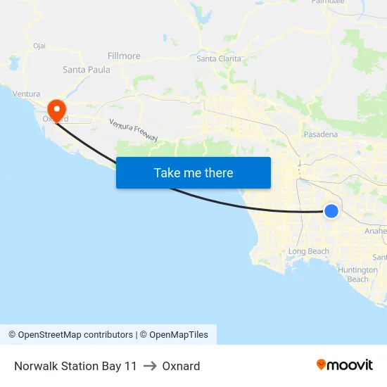Norwalk Station Bay 11 to Oxnard map