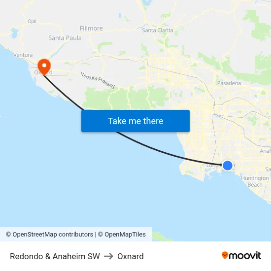 Redondo & Anaheim SW to Oxnard map