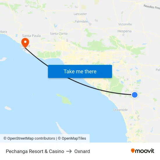 Pechanga Resort & Casino to Oxnard map