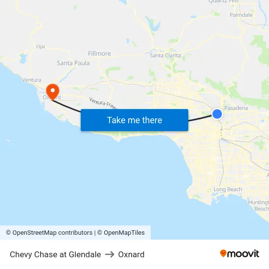 Chevy Chase at Glendale to Oxnard map