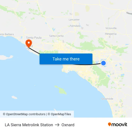 LA Sierra Metrolink Station to Oxnard map
