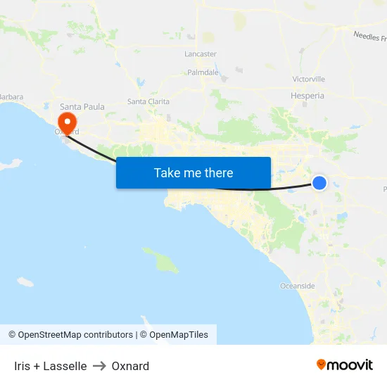 Iris + Lasselle to Oxnard map