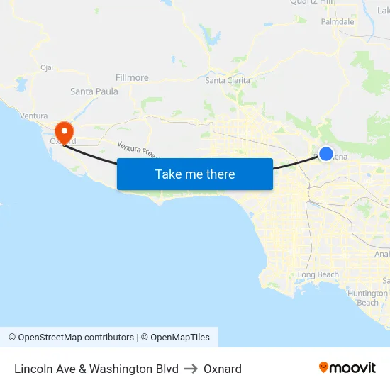 Lincoln Ave & Washington Blvd to Oxnard map