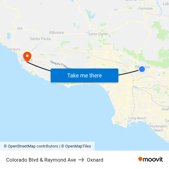 Colorado Blvd &  Raymond Ave to Oxnard map