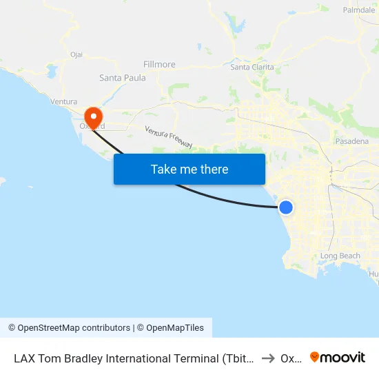 LAX Tom Bradley International Terminal (Tbit) Lower Level Flyaway Stop to Oxnard map