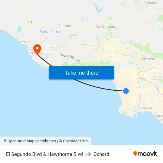 El Segundo Blvd & Hawthorne Blvd to Oxnard map