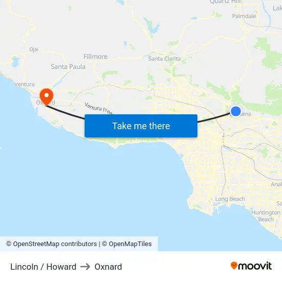 Lincoln / Howard to Oxnard map