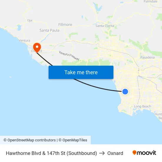 Hawthorne Blvd & 147th St (Southbound) to Oxnard map