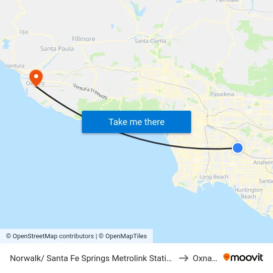 Norwalk/ Santa Fe Springs Metrolink Station to Oxnard map