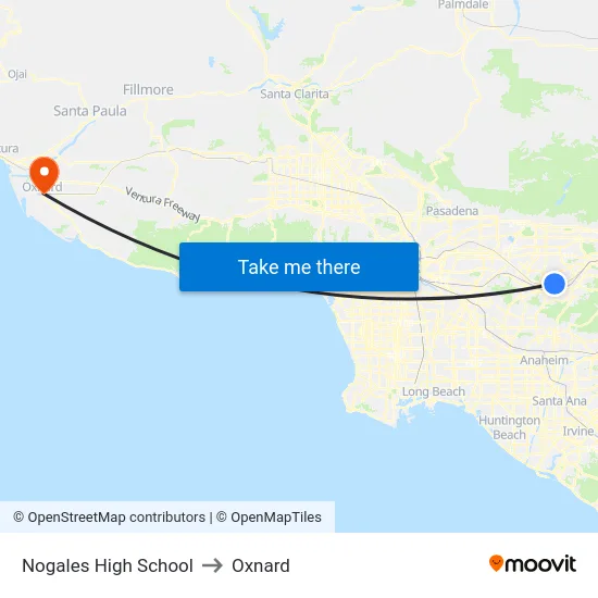 Nogales High School to Oxnard map